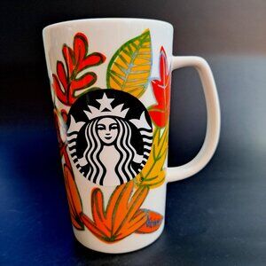 STARBUCKS 2016 Fall Leaves 16oz Mug-Excellent Used Condition-5 3/4" tall